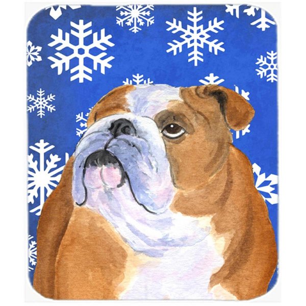 Skilledpower Bulldog English Winter Snowflakes Holiday Mouse Pad; Hot Pad or Trivet SK235026